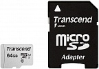 Флеш карта microSD 64GB Transcend microSDXC Class 10 UHS-I U1, (SD адаптер), TLC TS64GUSD300S-A