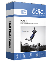 Фотобумага S'OK матовая, формат А4, плотность 230г/м2, 50 листов (210 x 297 мм) CC Matte SA4230050M