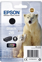 Картридж EPSON c черными пигментными чернилами (стандартная ёмкость) для XP-600/605/700/800/710/820 C13T26014012
