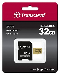   microSD 32GB Transcend microSDHC Class 10 UHS-1 U-3, V30, (SD ), MLC TS32GUSD500S
