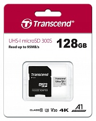   microSD 128GB Transcend microSDXC Class 10 UHS-I U3, V30, A1, (SD ), TLC TS128GUSD300S-A